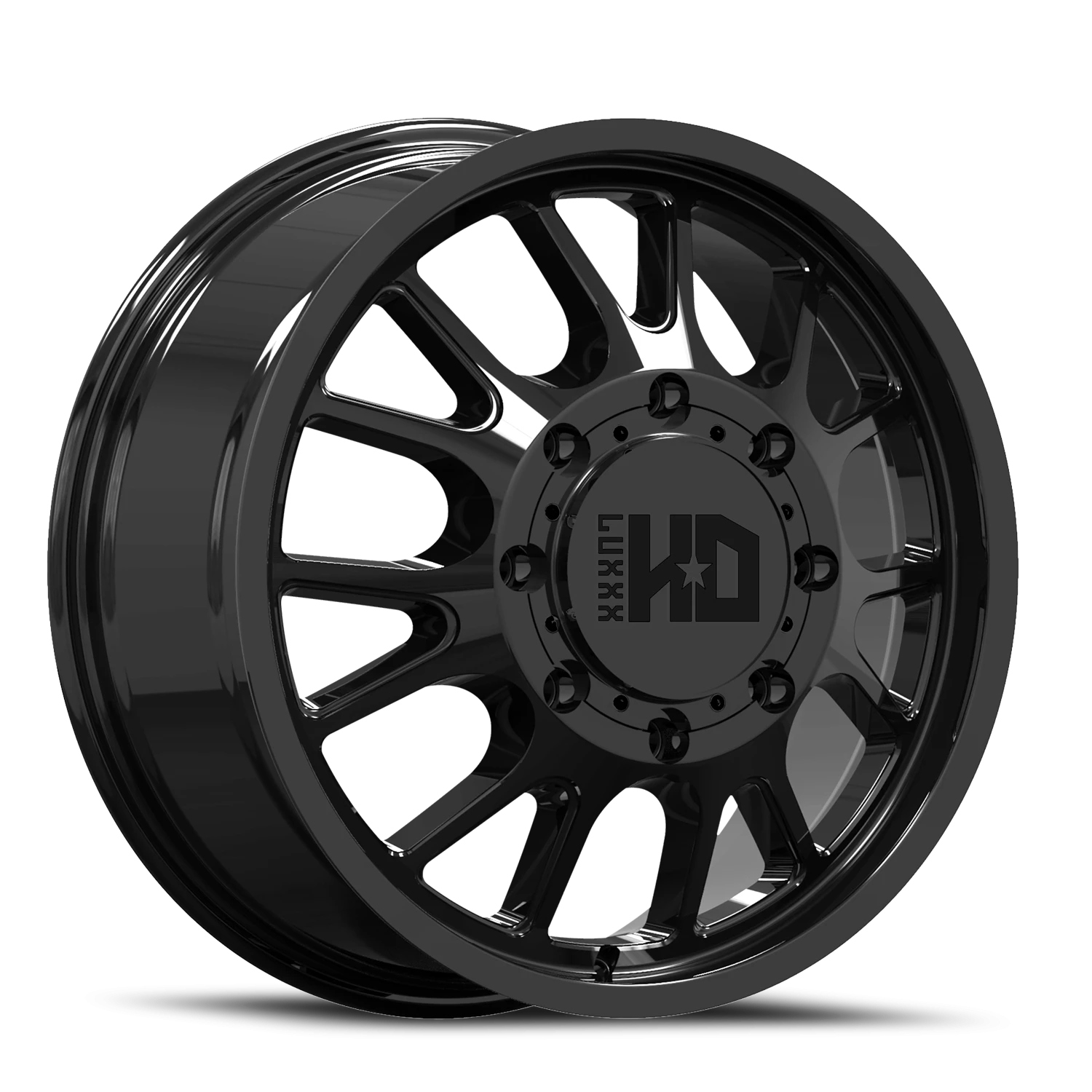 DUALLY HD37 17x6.5 8X165 +129 121.3 Gloss Black(Front)