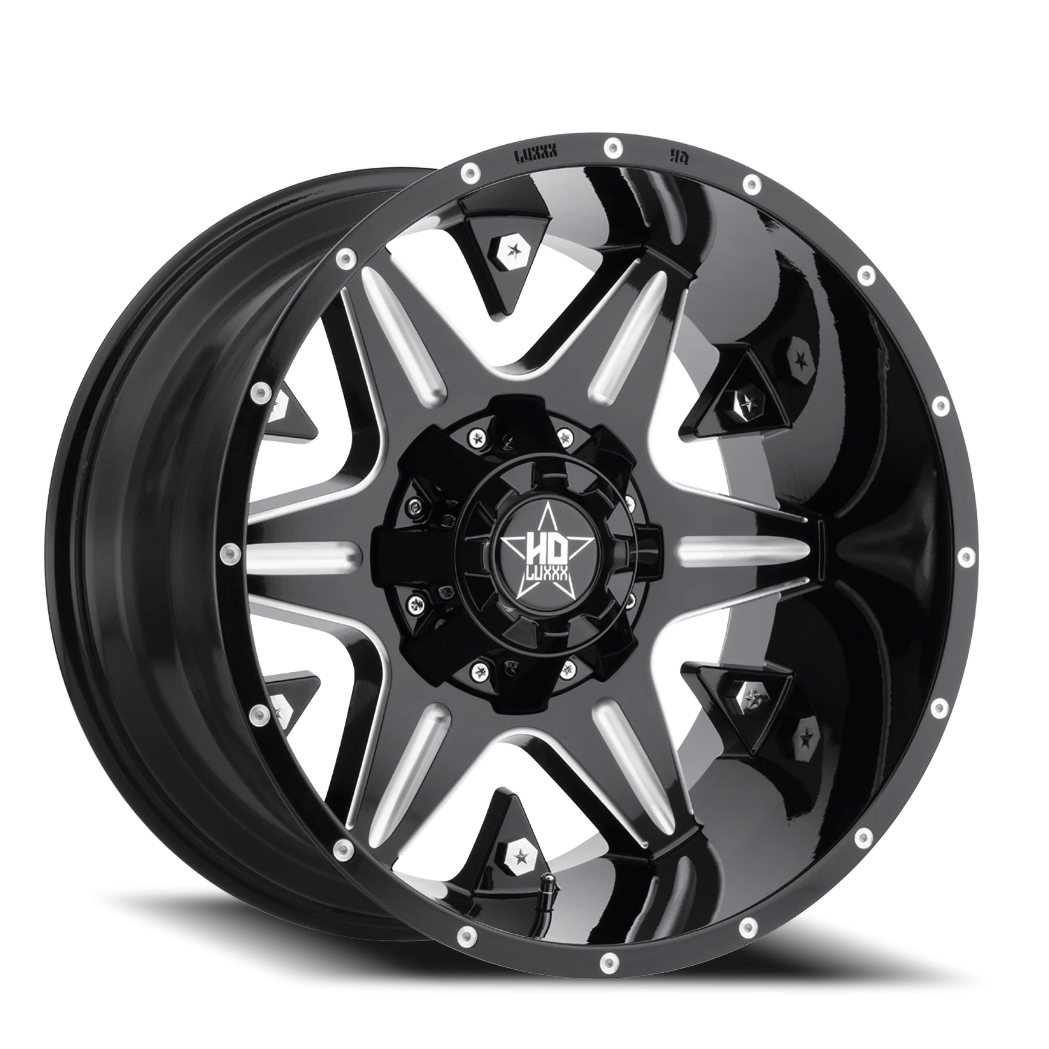 LHD3 22X14 8X165 -76 122.1 Gloss Black Milled
