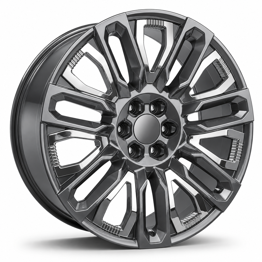 Replica G51 22X9 6X139.7 +28 78.1 Gun Metal + Chrome Inserts