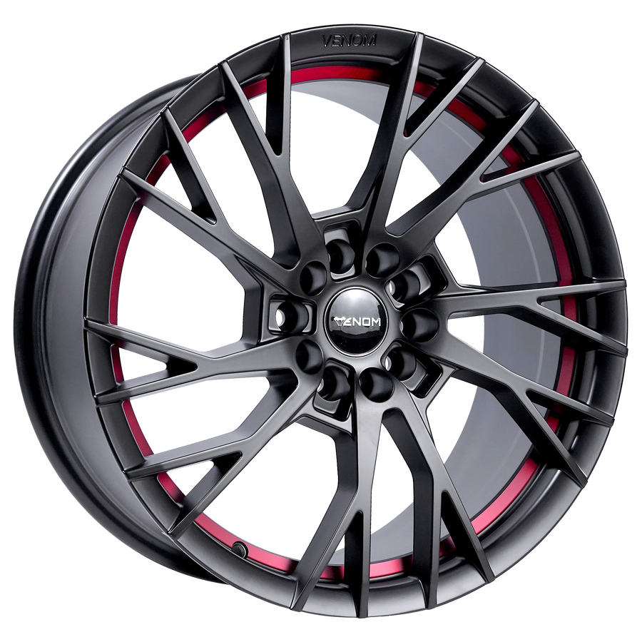 VENOM49 18X8.5 5112/114.3 +35 73.1 Satin Black With Red Line