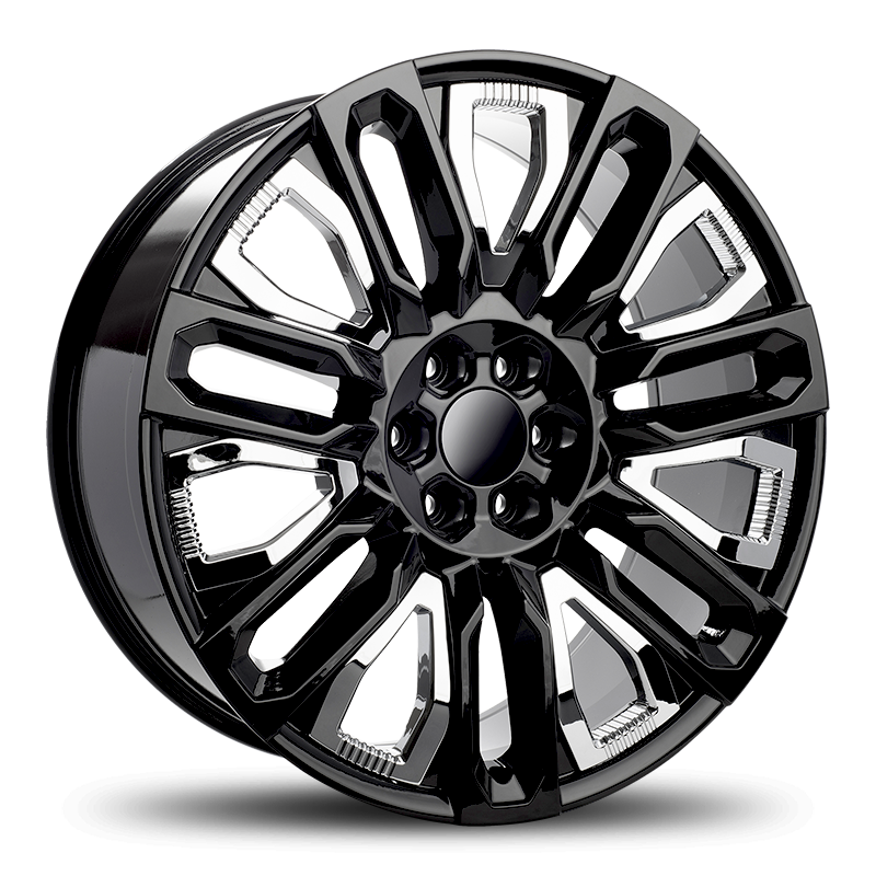 Replica G51 22X9 6X139.7 +28 78.1 Black + Chrome Inserts